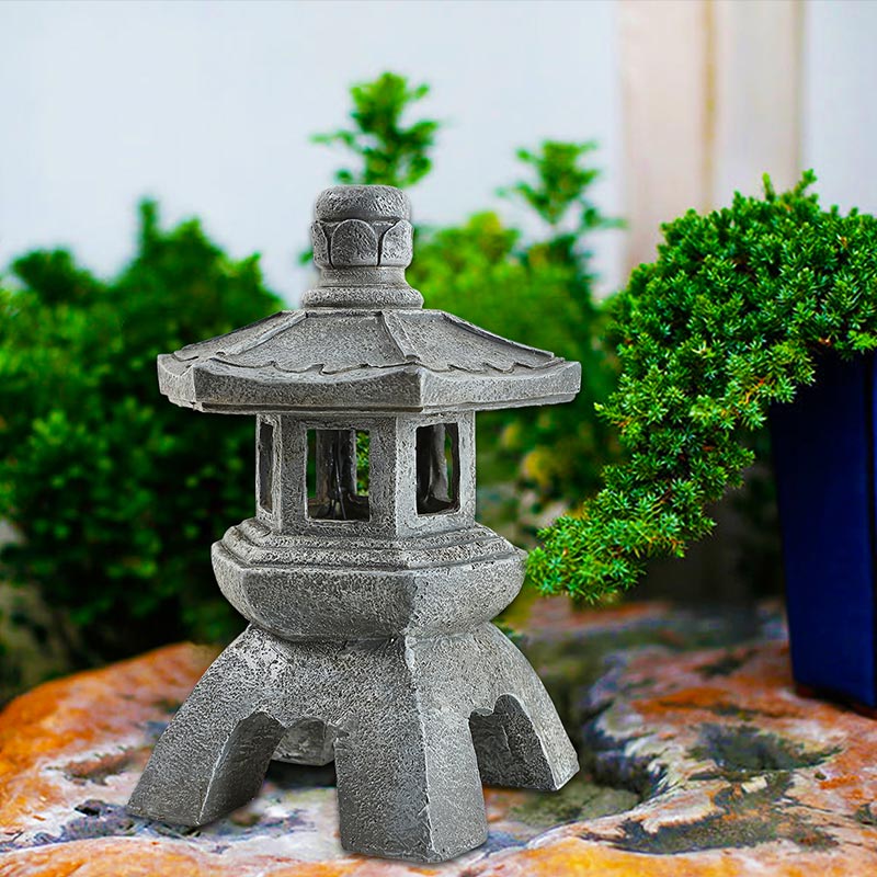 Hemore Pagode op zonne-energie, lantaarn, Japanse zen-tuinpagode met zonne- licht, tuinlandschap, decoratief ornament voor terras, veranda, tuindecoratie (stijl 2