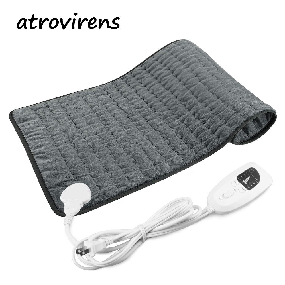 6 Heat Modes Microplush Electric Heating Pad for Abdomen Waist Back Pain Relief Winter Warmer Fast Heat Pad with EU/US Plug: UK-atrovirens / 76x40cm