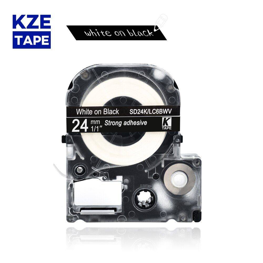 24mm 1pcs Multicolor SS24KW SC24YW SC24RW SD24K ST24KW Label Tapes for Epson Label Printer for KingJim label maker LW-300 LW400: white on black