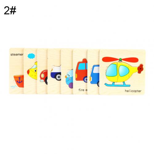 8 stuks Baby Puzzel Speelgoed Houten Cartoon Fruit Puzzel Puzzel Board Leren Baby Onderwijs Speelgoed Kleur cognitieve vermogen: Vehicle Car