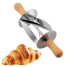 Rvs Rolling Cutter voor Maken Croissant Brood Wiel Deeg Gebak Mes Houten Handvat Bakken Keuken Mes