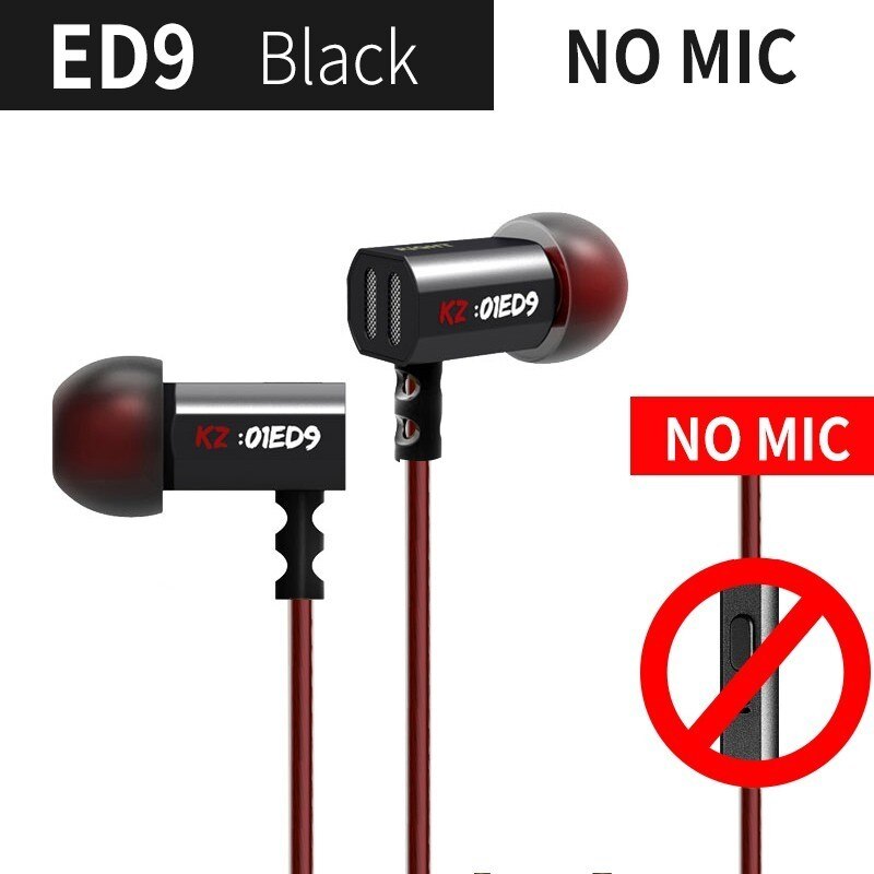 Kz ed9 fones de ouvido de alta fidelidade, super graves, música estéreo, fones de ouvido com cancelamento de ruído, fone de ouvido de celular com microfone: KZED9Blacknomic