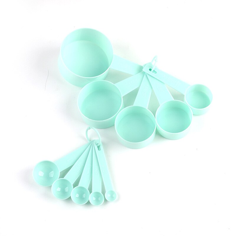 10pcs Kitchen Measuring Tool Red Pink Green Cooking Measure Cups Spoons 1-200 g Cake Baking Tools Kitchen Cooking Tool: Light green
