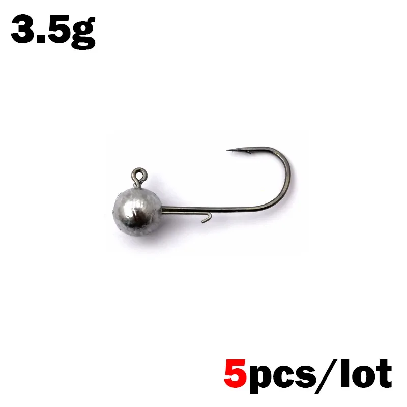 OUTKIT 5 pz NED Testa Maschere Gancio 2.5-14g Sfera Rotonda Jig Testa Gancio Weedless Gambo Lungo Ganci Secondari per La Pesca Alla Verme Morbido: Rosso
