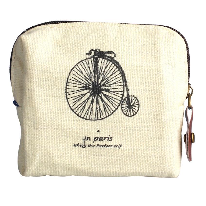Monederos de lona con memoria de París para mujer, monedero femenino,: Beige 