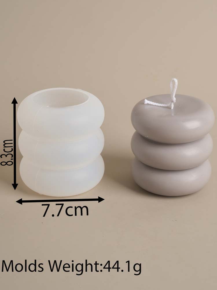 Molde de vela de silicona con forma de Donut de tres capas, círculo apilado DIY, velas perfumadas, moldes de jabón, artesanía de resina de yeso, decoración del hogar: Amarillo claro