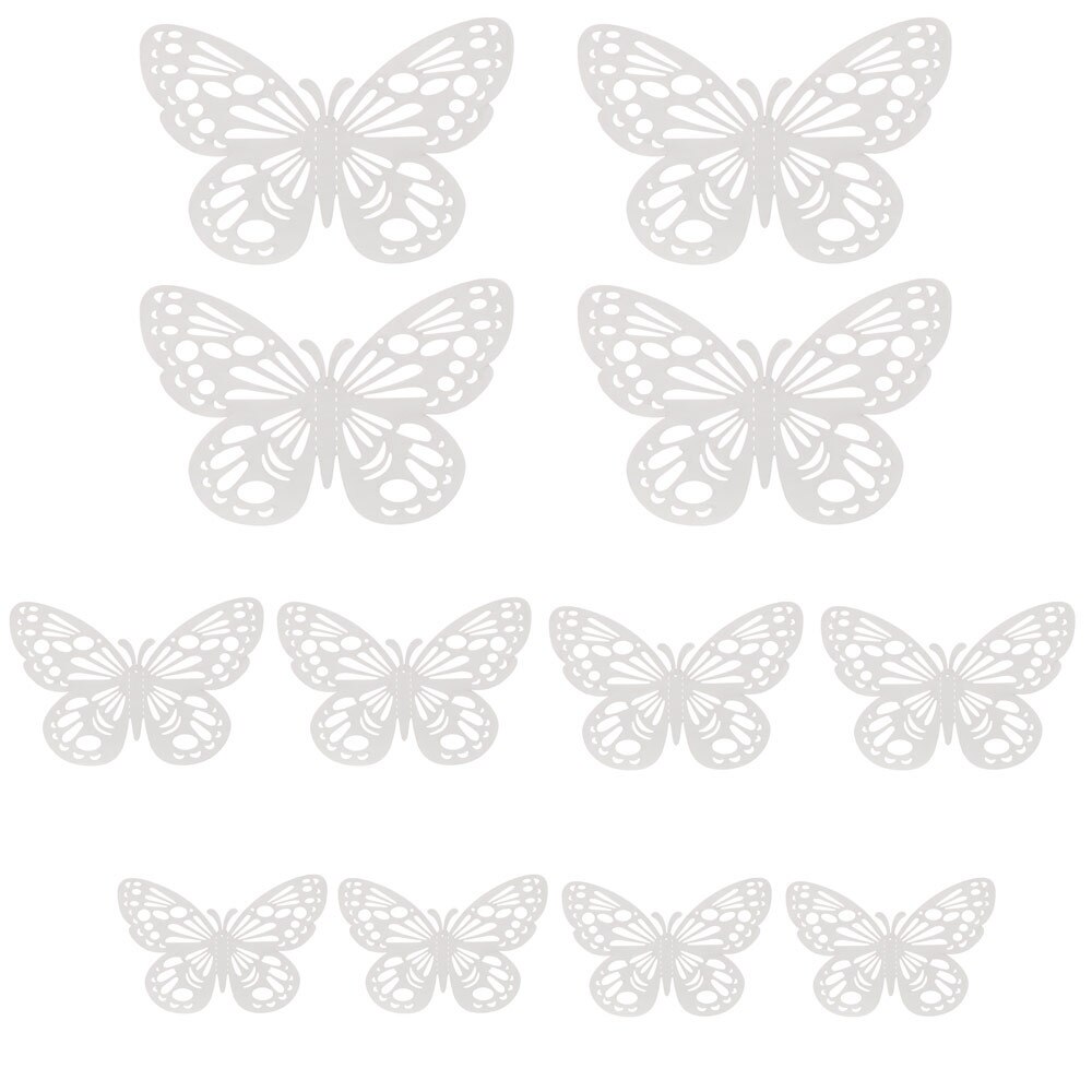 Autocollant mural papillon 3D ajouré, 12 pièces/ensemble, décoration pour mariage, décor de salle pour la maison, pour fenêtre, or argent, Stickers muraux: silver	Type 2