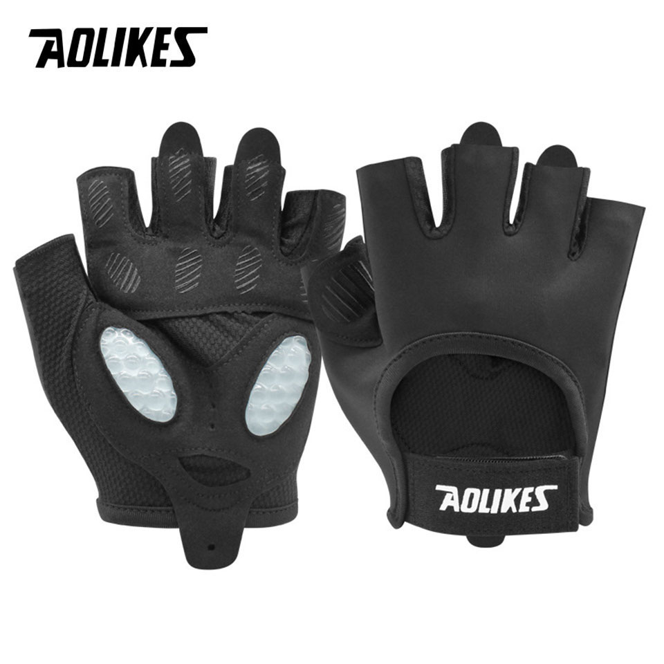 Aolikes 1 paar fitnesshandschoenen voor bodybuilding, sport, fitness, dumbbell workout, ademende handschoenen voor crossfit en gewichtheffen: Legergroen / M