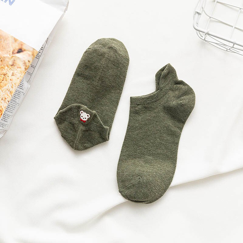 Kawaii Bestickt Katze fuchs Frauen Socken Glücklich Knöchel Lustige Socken Frauen Baumwolle Sommer 1 Paar Süssigkeit Farbe: 8