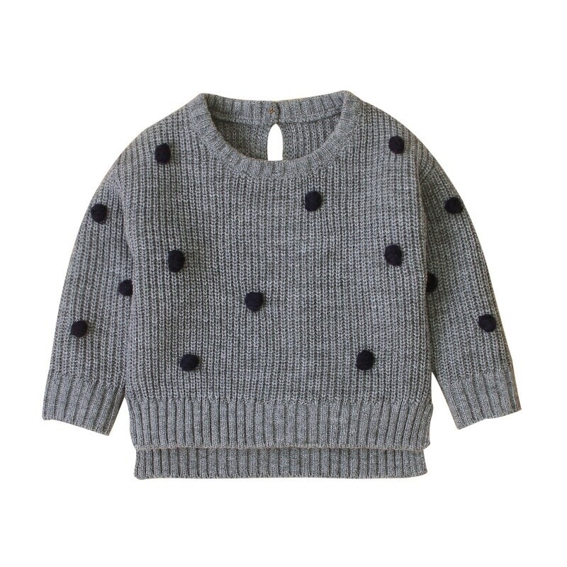 Winter Warm Kids Casual Trui Baby Meisje Pluche Bal Gebreide Bovenkleding Kleding: Gray / S