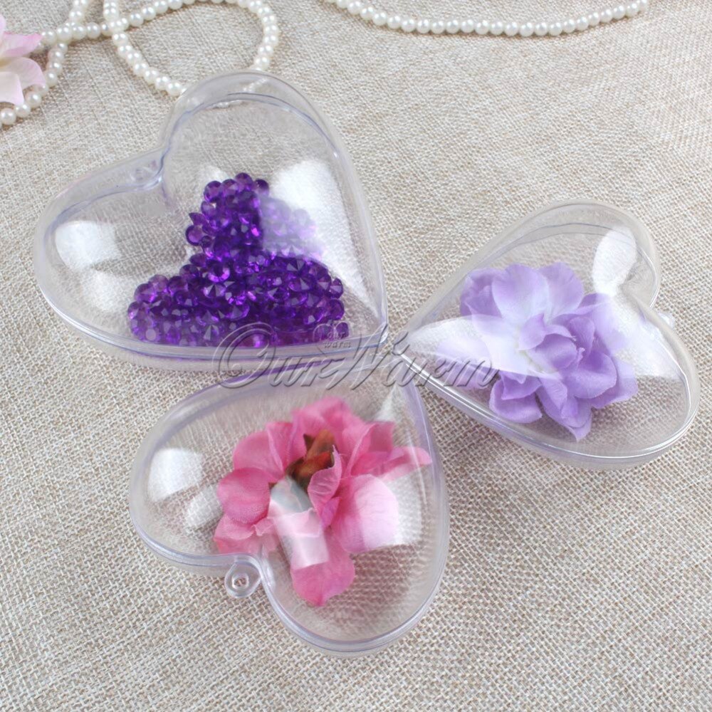 10pcs Transparant Plastic Hart Bloem Box Candy Container Ball Cadeaus Voor Gasten Doop Party Gunsten Bruiloft Decoratie