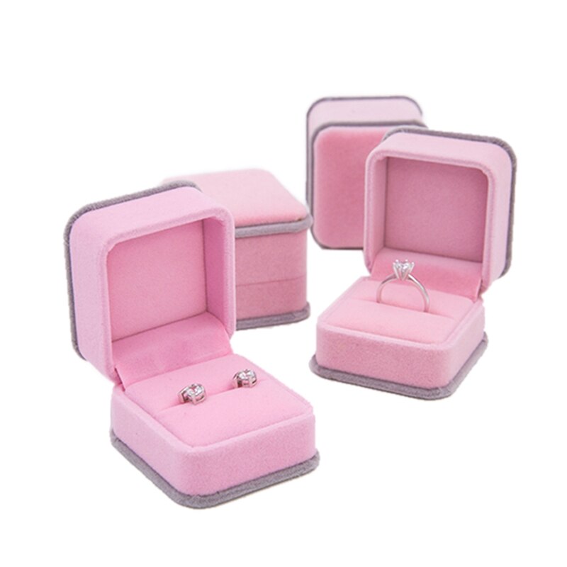 Valentines day ring velvet packaging box jewelry organizer earrings pendant women accessories case