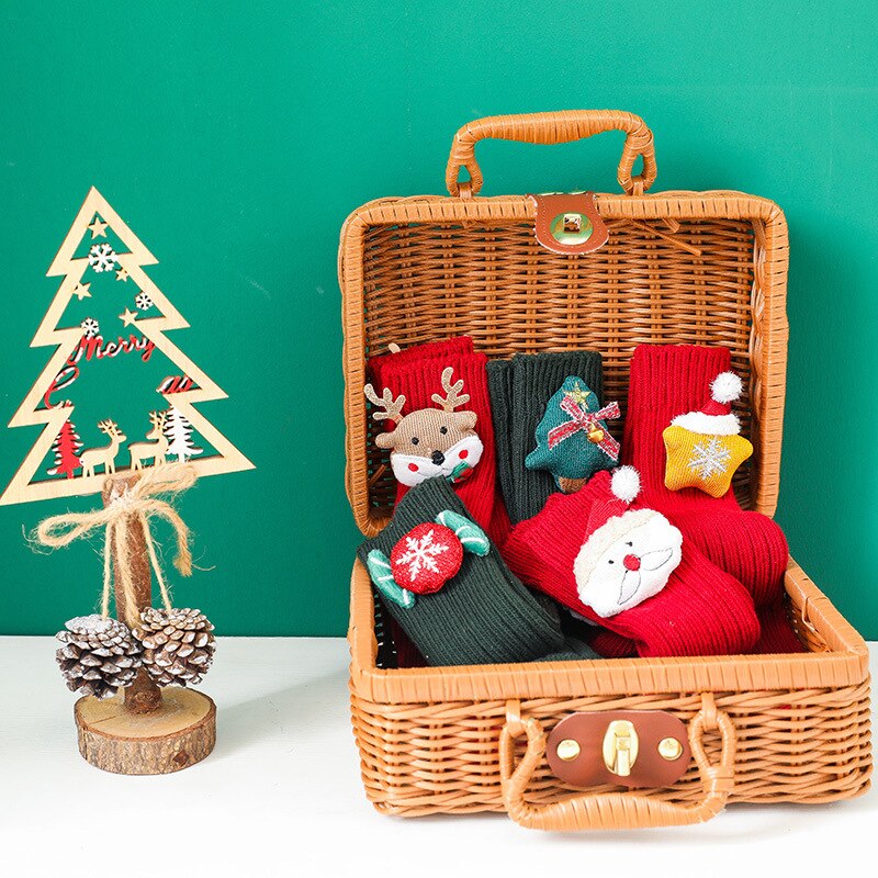 Balleenshiny calzini natalizi per bambini calzino per bambini carino adorabile ragazzo ragazze cotone regalo rosso calzino cartone animato campana bambola calzino per neonato