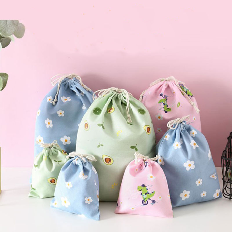 Décontracté femmes coton cordon sac à provisions Eco réutilisable pliant épicerie sous-vêtement en tissu pochette étui voyage noël sac avocat
