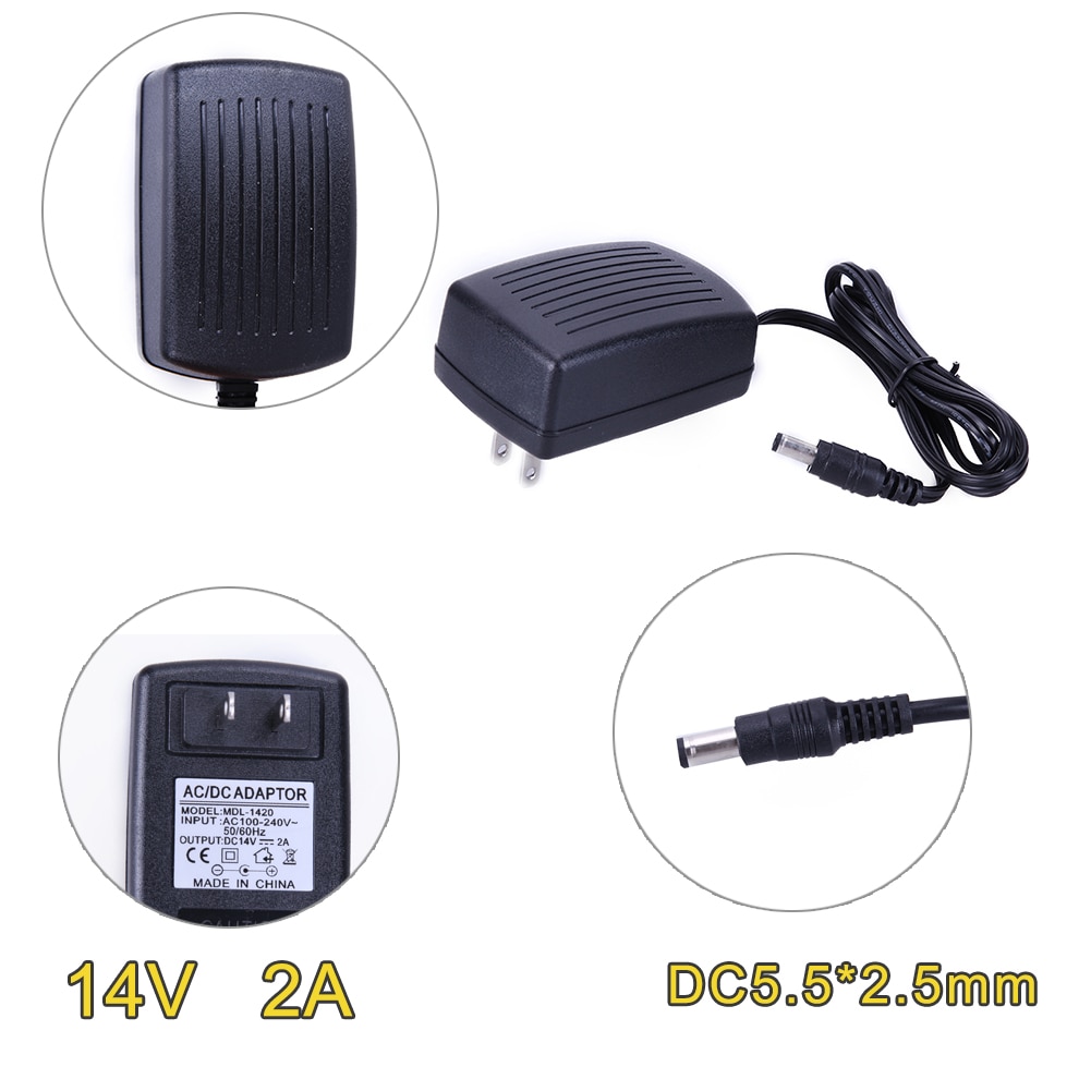 Dc 14v 2a virtalähdesovitin ac-dc-muunnin 5.5*2.5 mm au uk eu au pistokeliittimet