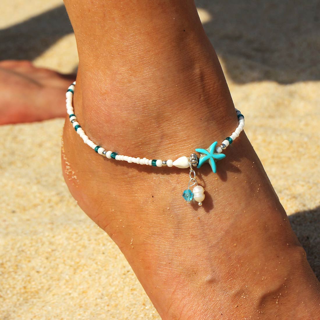 Retro playa tobilleras para verano de las mujeres cadena de enlace turco tobilleras pulsera para: 32