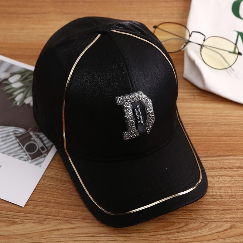 Nowe damskie robić koszykówki czapki damskie jednokolorowe na wolnym powietrzu regulowane białe różbyć winnym czarne haftowane damskie czapki letnie litery M/D Sunhat: 01 czarny