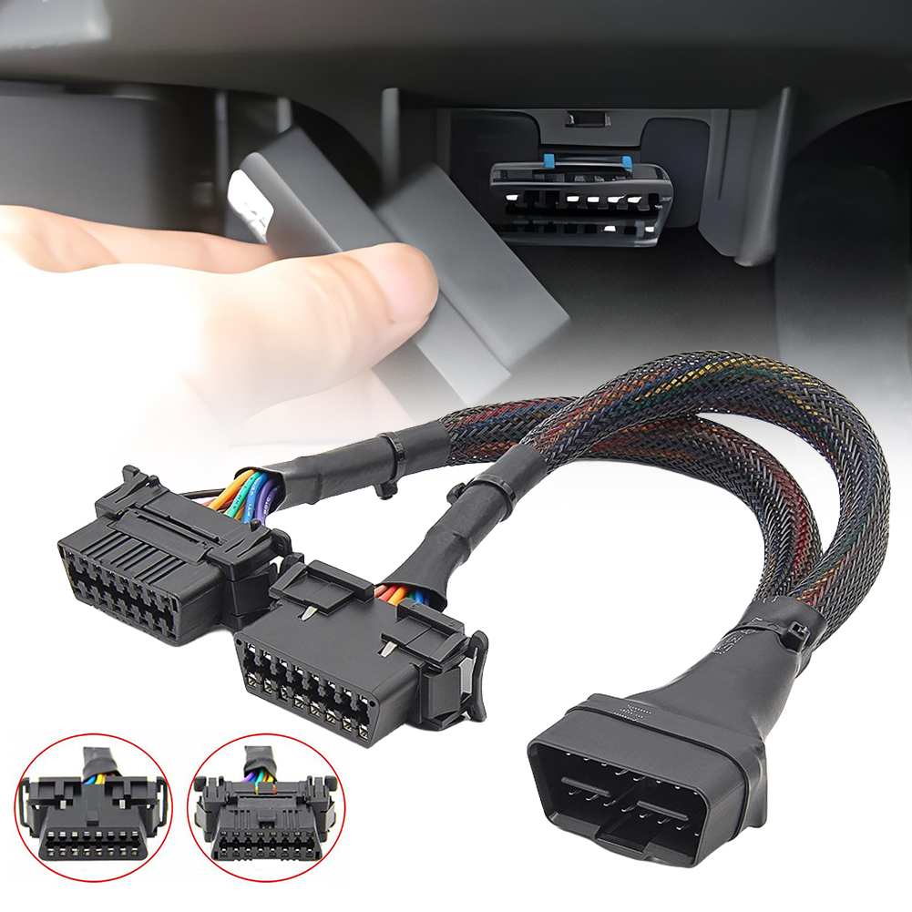 1 IN 2 Converted OBD2 Adapter OBD2 Male To Female Extension Cable Available To Connected 1 IN 2 Converted OBD2 Extender Adapter