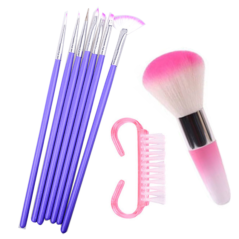 Nail art pensel penne akryl negle børster uv gel neglelak maleri tegne pensler sæt strass håndtag manicure værktøj pensel
