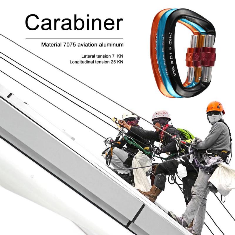 Mosquetón de escalada de rocas en forma de D 25KN, gancho de seguridad, escalador de Magnalium forjado en para senderismo, viajes, montañismo, Karabiner-CE Eertif