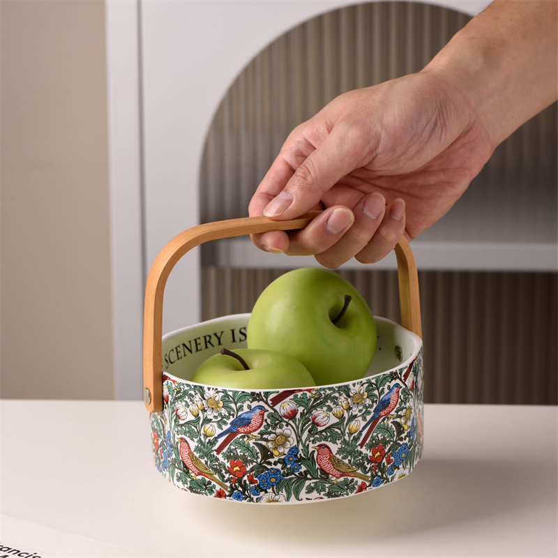 Tragbarer Obstkorb Wohnzimmer Haushalt Couch tisch Snacks Trocken frucht Lagerung Keramik Vogel Pflanze Druck Aufbewahrung skorb