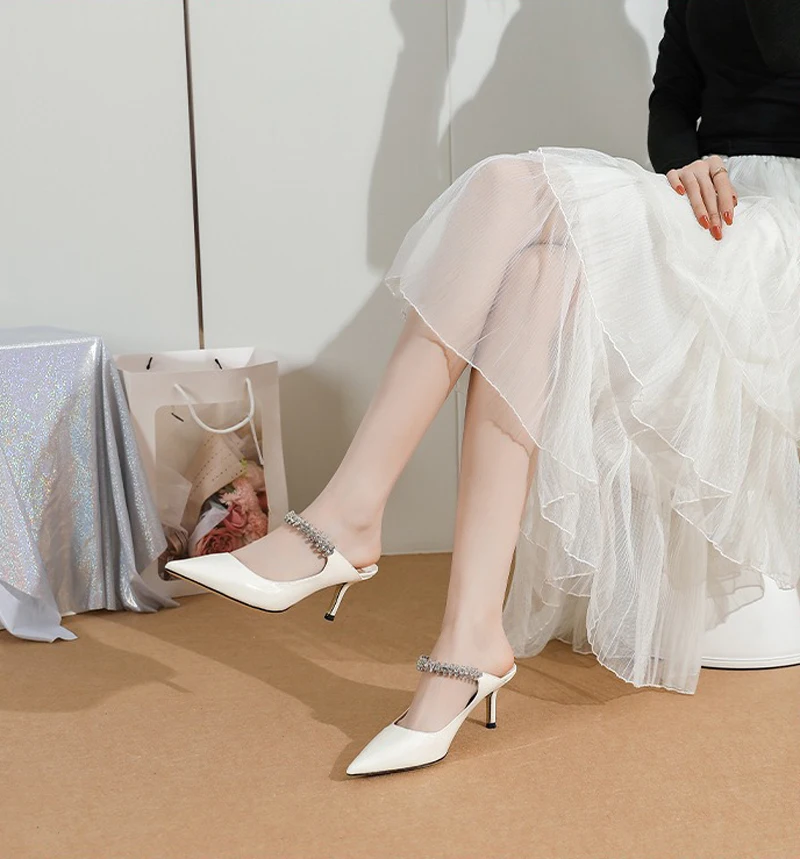 【Médisez la longueur de vos pieds avant de commander】 Cristaux Luxry Femmes Sandales à talons à lanières Chaussures plates à la 77-CHC-33: Bleu / 5