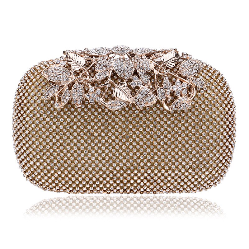 Avondtas - Schelpvorm - Kristal Diamant Parel Bloem Decoratie - Rits - 16cm Microvezel