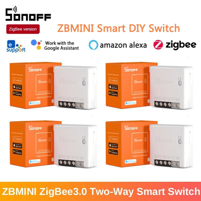 SONOFF-MINI interruptor inteligente Zigbee 3,0 ZBMINI, dispositivo con Control remoto por aplicación bidireccional a través de eWeLink, compatible con SmartThings Hub, Alexa y Google Home