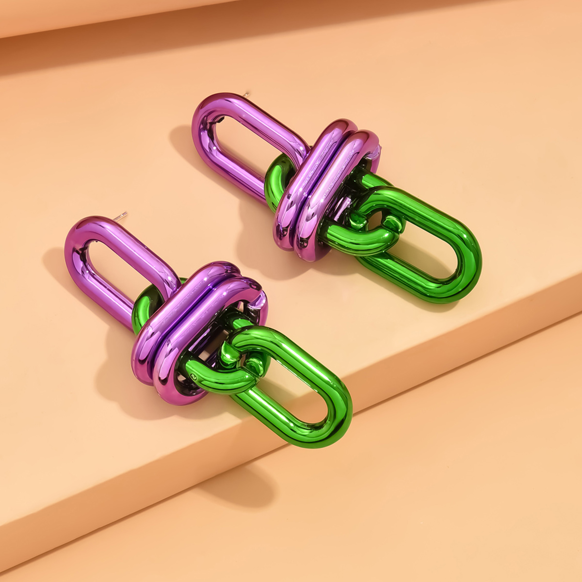 Pendientes largos de cadena geométrica acrílica Vintage para mujer, aretes colgantes verdes metálicos Punk, joyería y2k 2023