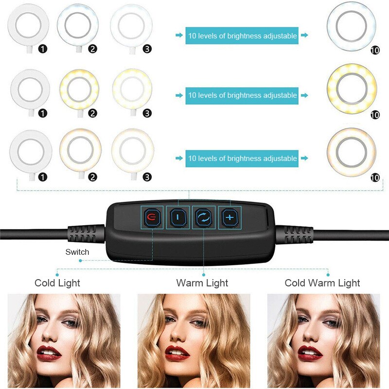 6-inch LED Ring Light Tricolor Light With Tripod Bracket Video Selfie Makeup Fill Light Suitable For Live Light Source