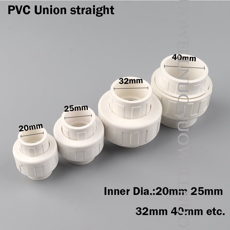 2 stk pvc rørforbindelse 20 25 32 40mm unionsforbindelser akvarietank vandrør lige fittings kunstvanding have vandtilslutning