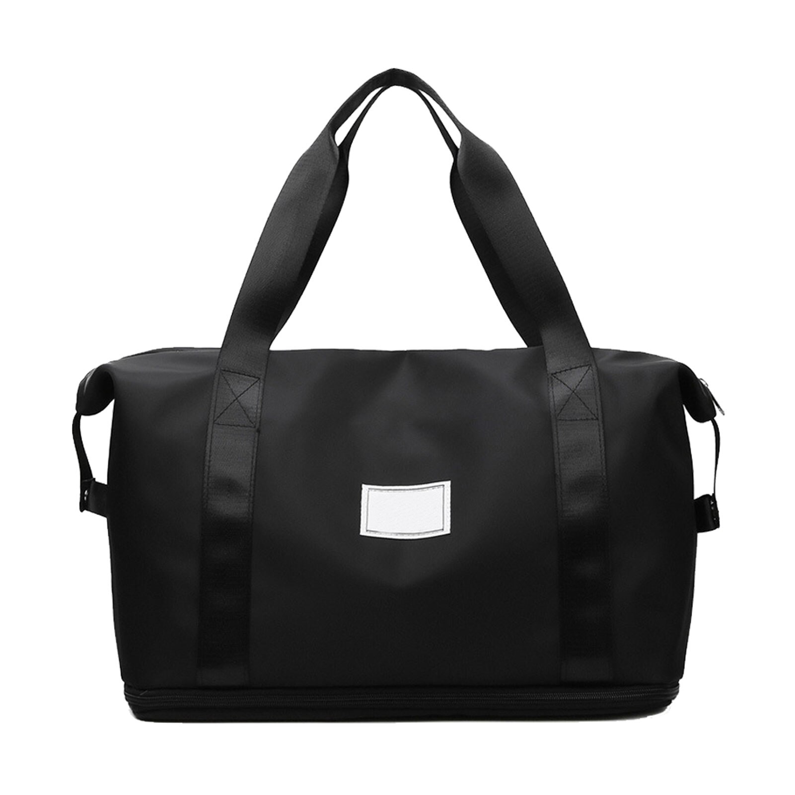 Shopping Waterproof Oxford Cloth Large Capacity Sports Bag Yoga Handbag Wet Pocket Hand Luggage Portable Travel Weekender: Black