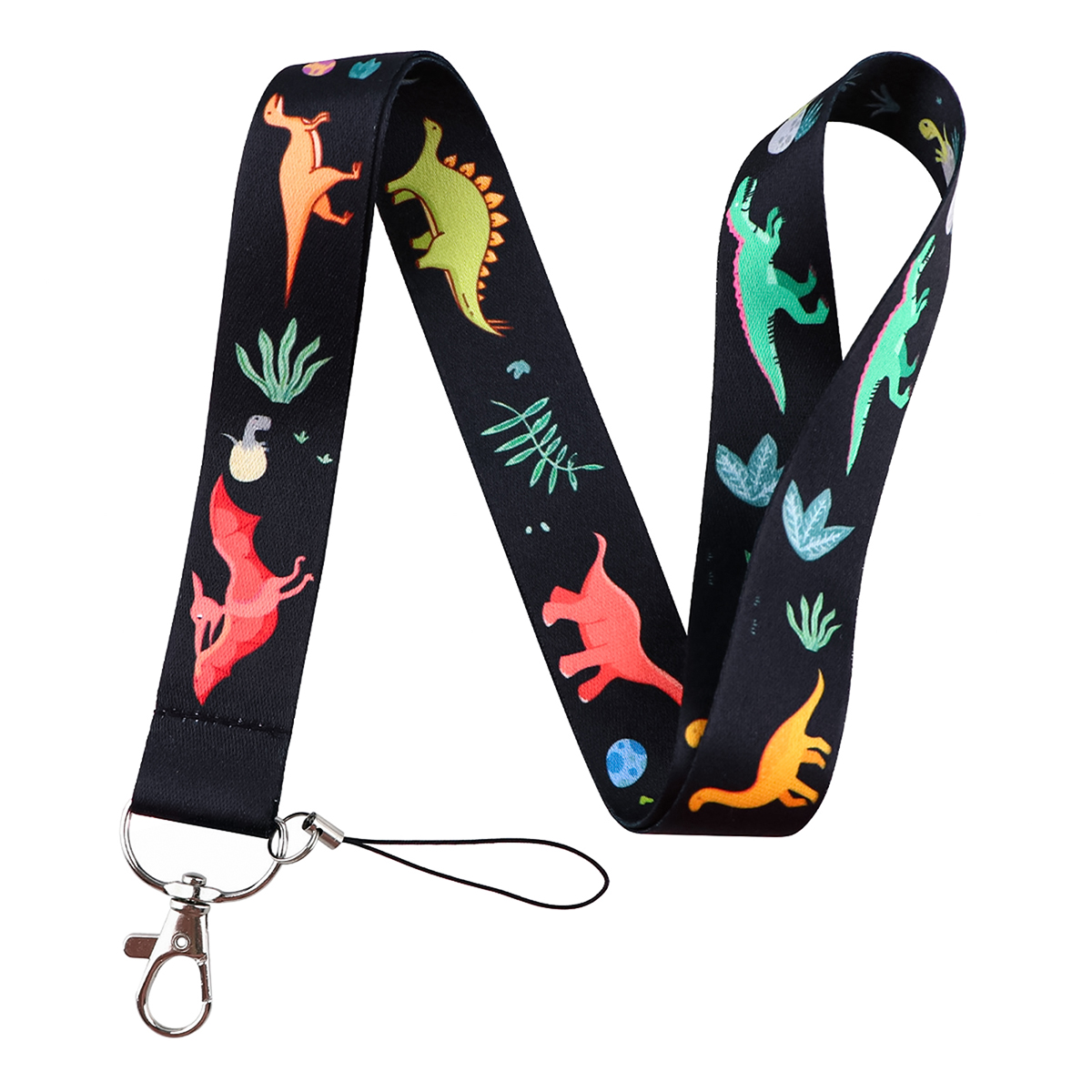Porte-identifiant dinosaure mignon, lanières pour clés, sangle de cou, carte d'identité, sangles de téléphone portable, accessoires, pour garçons: WHITE