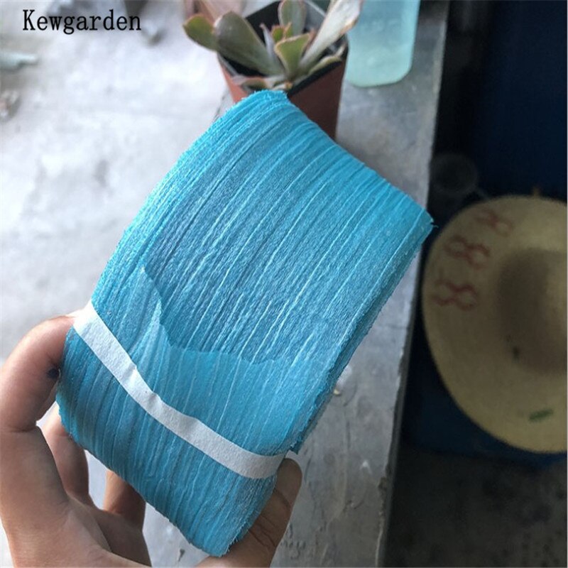Kewgarden 6cm- stribet rynke tyl bånd håndlavet tape voile bånd gør-det-selv-sløjfe tilbehør bånd 50 yards: Malakitgrøn