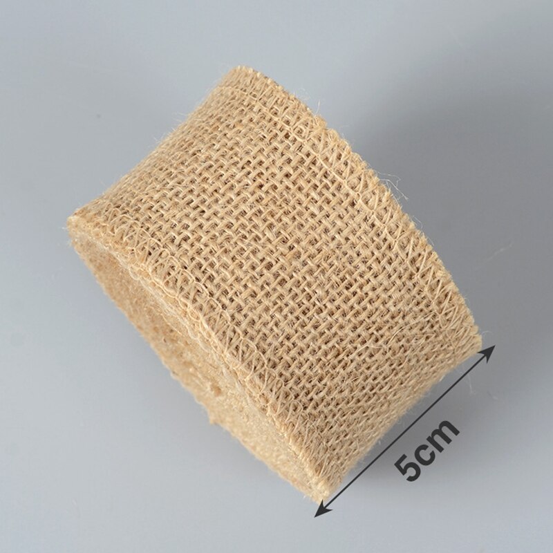 2Yard/Roll Natuurlijke Jute Jute Lint Voor Ambachten Diy Hennep Lint Kant Materiaal Wedding Party Decoratieve Kerst Cadeau wikkelen: width 5cm