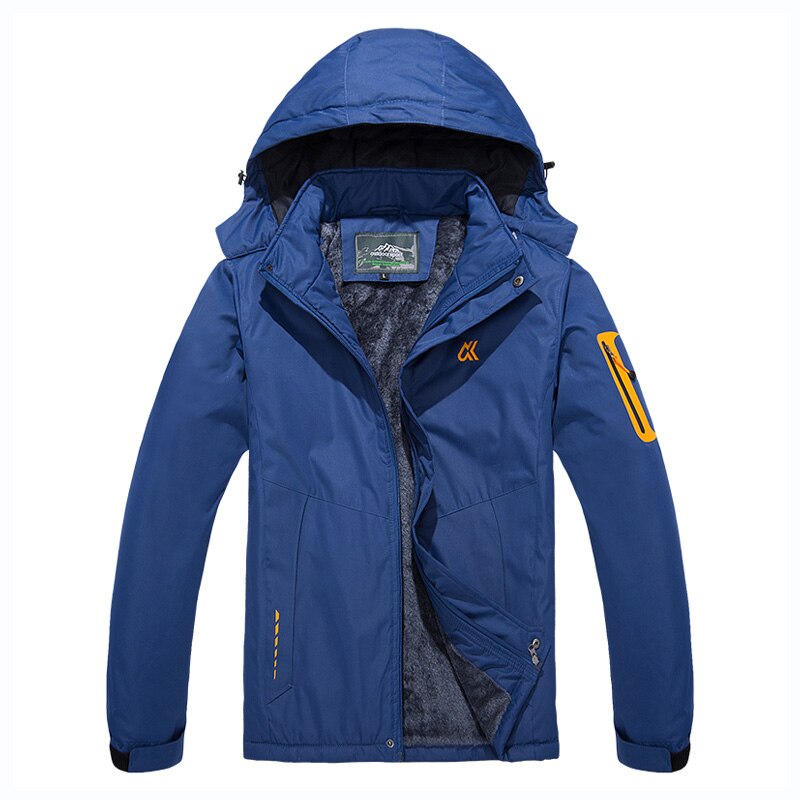 Skijakke herre vanntett fleece snøjakke termisk frakk for utendørs menn vinterjakker snø skiklær plus size merke: Blå / 6xl