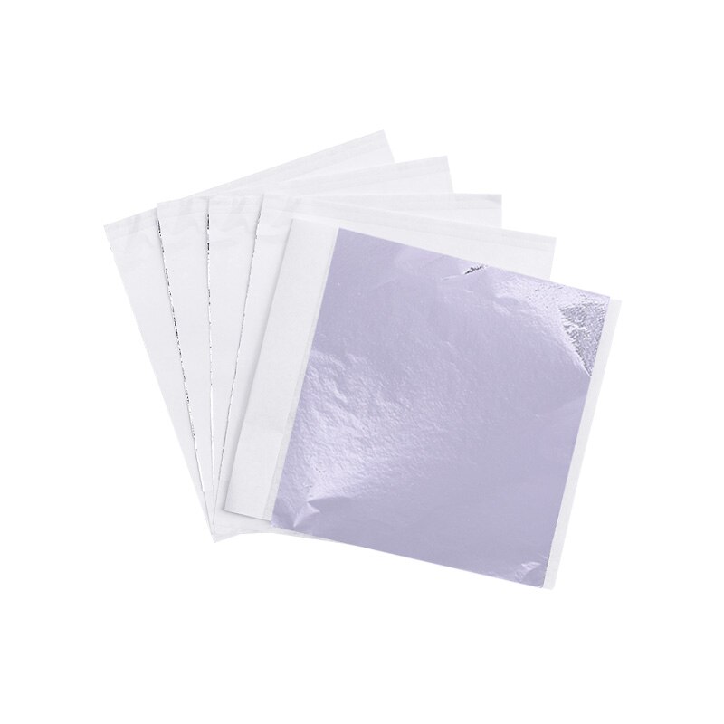 100 pçs 8x8.5cm arte artesanato papel imitação de ouro tira folhas folha cobre folhas folha papel para dourado diy artesanato decoração: silver