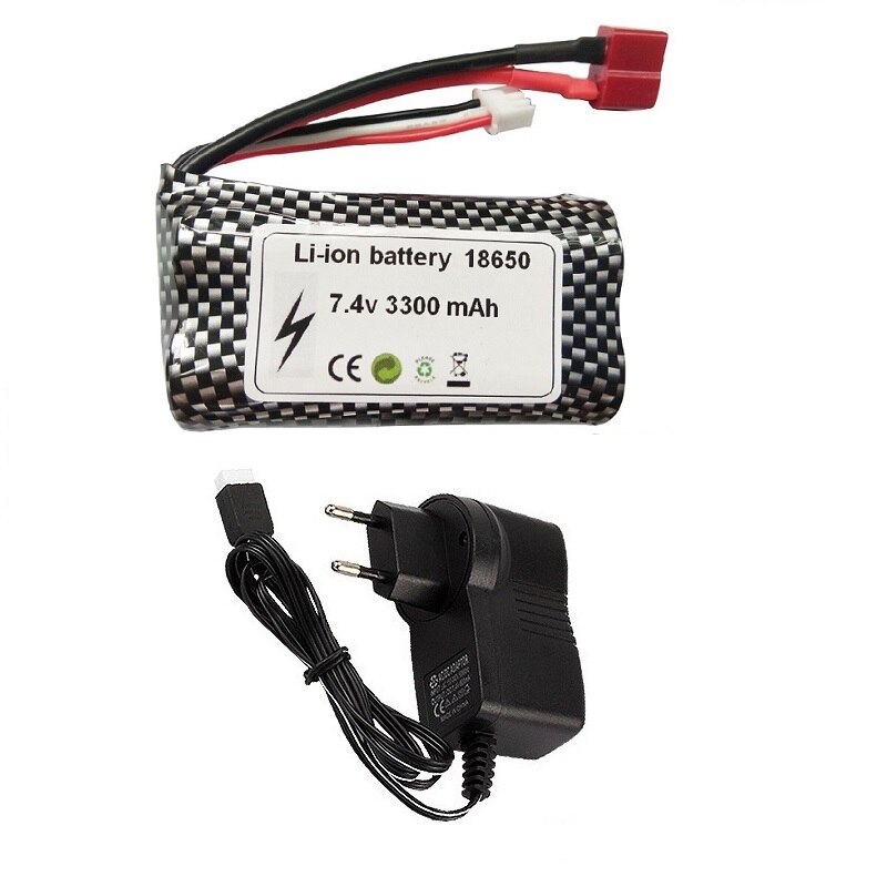 (T) wltoys 10428 12429 12423 12427 12401 12402 12402-A 12402A Parti di Automobili del RC 7.4V 3300MAH Batteria lipo 2S 18650: Navy Blu