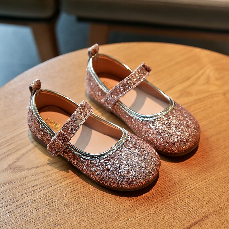 Outono menina princesa sapatos moda cor sólida lantejoulas sapatos da menina do bebê plana crianças sapatilhas da criança sapatos tamanho 21-30 sh073