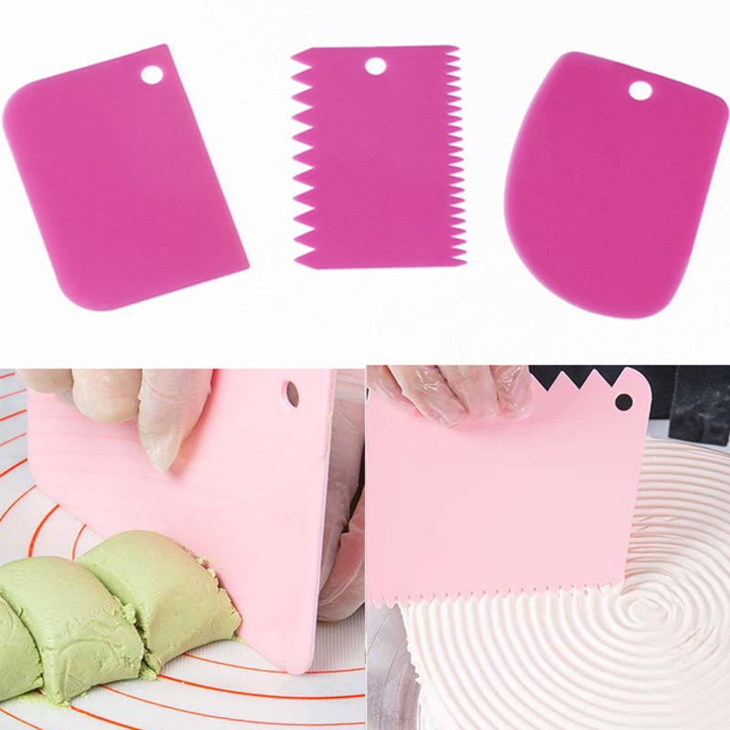3PCS/Lot Dough Cake Cutter Slicer Spatula for Cake Cream Scraper Pasty Cutters Scraper Irregular Teeth Edge DIY Smoother