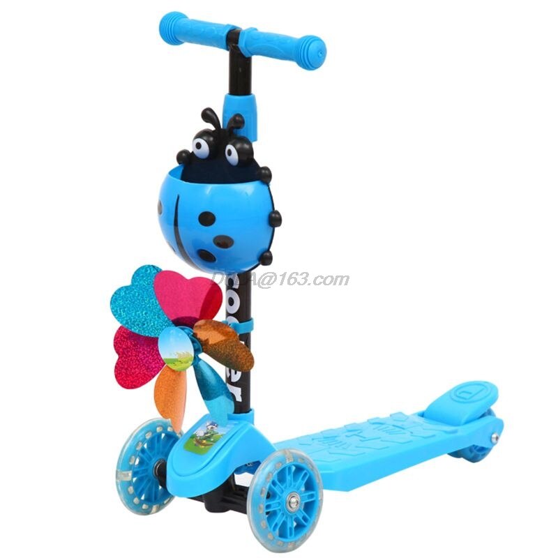 Windmill Ladybug Scooter Foldable and Adjustable Height Lean to Steer 3 Wheel Scooters for Toddler Kids Boys Girls Age 3-8: Blue