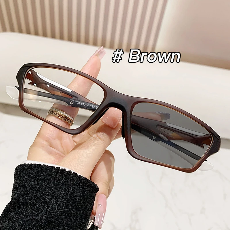 Nueva TR90 gafas deportivas fotocromáticas para miopía Unisex mujeres hombres gafas cuadradas para la vista gafas de sol terminadas dioptrías: Rojo / +150