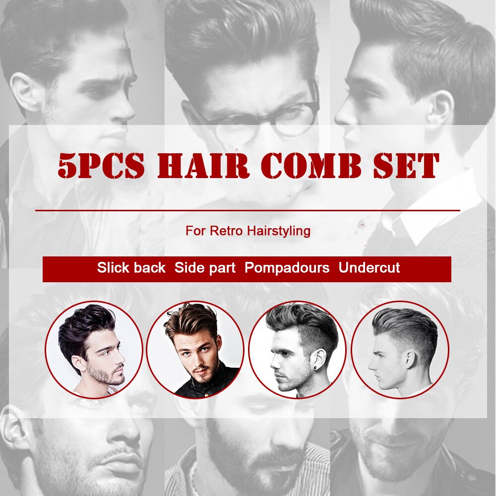 5Pcs Hair Brush and Comb Set for Men and Women Detangling, Hair Grooming, Hair Styling Anti-Static Brushes