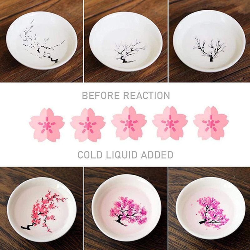 Magic Sakura Sake Cup Kleurverandering Met Koud/Warm Water-Zie Perzik Cherry Bloemen Bloeien Magisch Sakura Blossom thee Kom NIN668