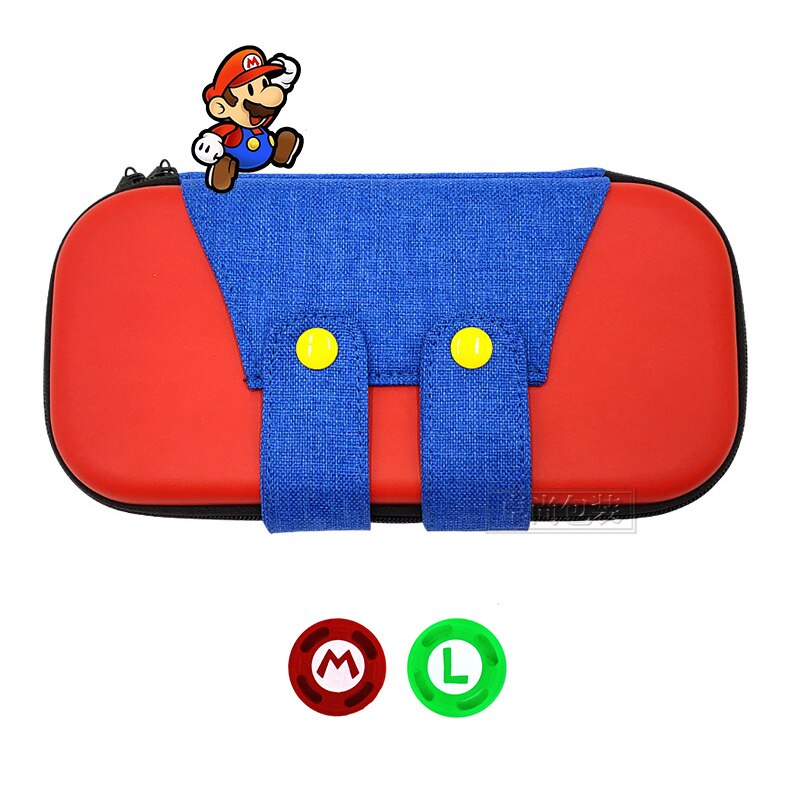 Mini Nintend Switch Lite accesorios bolsa de viaje bolso NS funda y palillos de pulgar empuñaduras tapa para NS para Switch Lite película de cristal: mario1