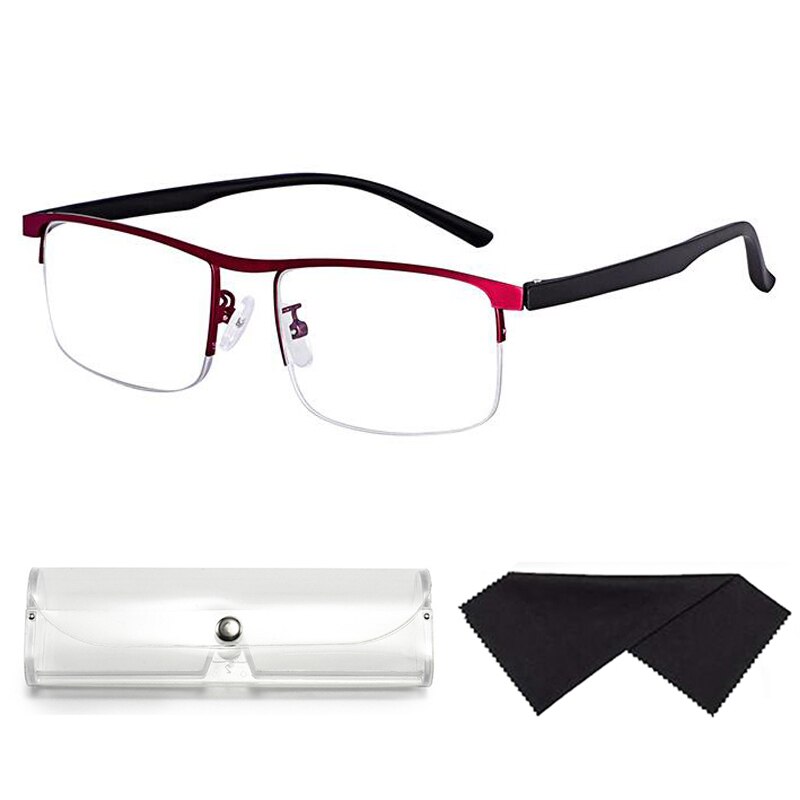 Progresywne wieloogniskowe komputerowe okulary do czytania Niebieskie światło blokujące zawias sprężynowy ze stopu tytanu Wieloogniskowe okulary do czytania: Czerwony / + 300