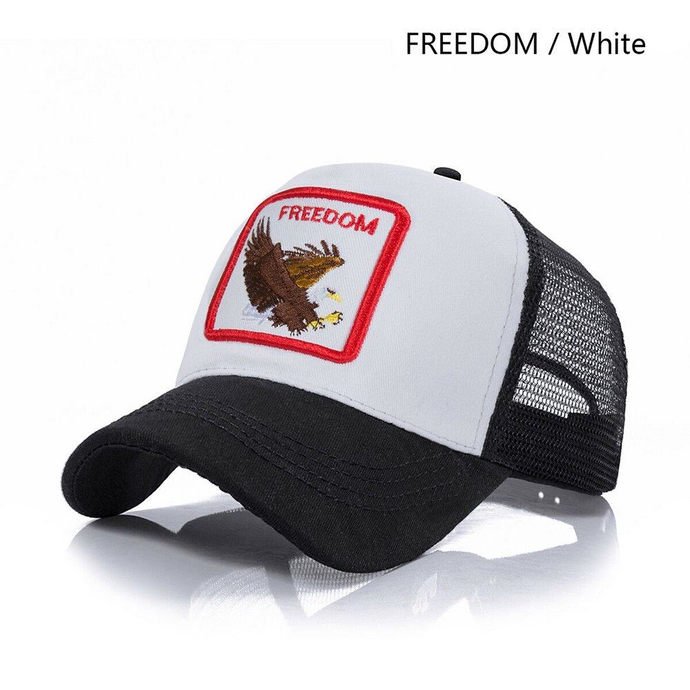 Personality Baseball Caps Animal Embroidery Pattern Hip Hop Hats Men Summer Breathable Mesh Streetwear Bone Unisex: Eagle white black