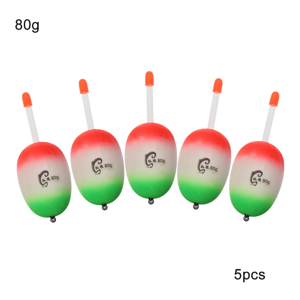 Ensemble de 5 pièces de flottaison en mousse EVA, boule de pêche lumineuse, Bobber, 10g/15g/20g/30g/40g/50g/80g/90g/100g: 80g