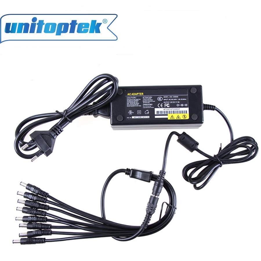 12V 5A 8CH Power Supply Adapter Work For CCTV Suveillance Camera System DC 12V Power Supply 8 Port DC + Pigtail COAT