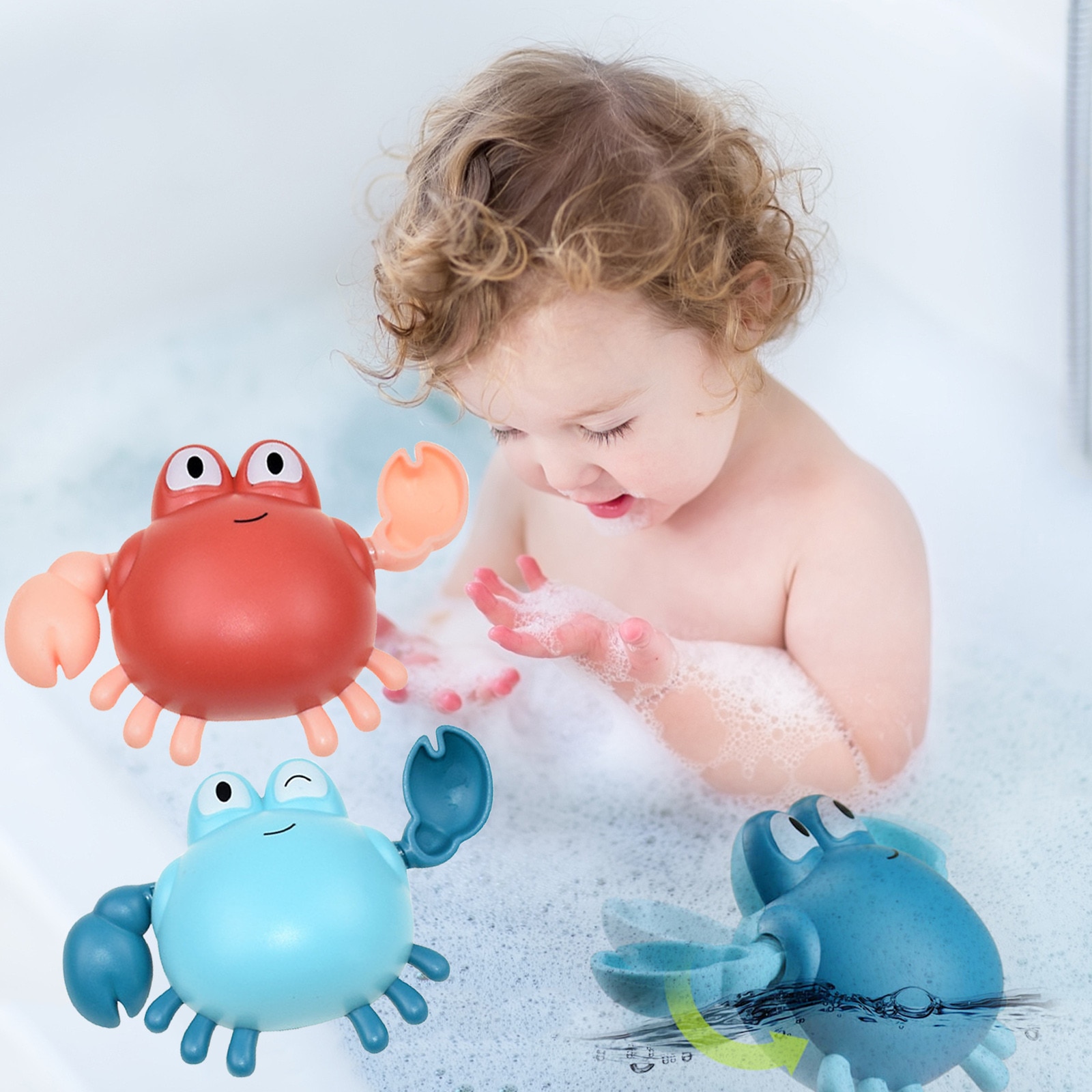 Baby Summer Bath Toys Water Crab Bathtub Toys Wind up Water Wheel Baby Shower Swimming Pool bad speelgoed Fun Bath Toy